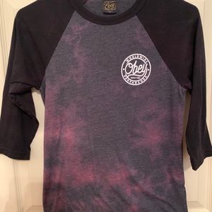 Obey tie dye baseball tee